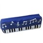 Worparsen Trousse à crayons en forme de note de musique avec motif piano, bleu foncé