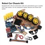 Kit de Châssis de Voiture Robot Intelligent Bricolage, Plate-Forme de Voiture Intelligente avec Moteur de Suivi 4WD avec Roues d
