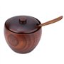 Regun Pot D'épices en Bois Massif Pot D'épices et Bol à Sucre Avec Cuillère et Couvercle, Ustensiles de Cuisine pour Stocker le 
