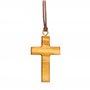 NazarethFairTrade Collier pendentif croix minimaliste en bois d'olivier fait à la main