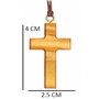 NazarethFairTrade Collier pendentif croix minimaliste en bois d'olivier fait à la main, cadeau pour hommes, femmes, garçons, fil