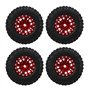 Oumefar 4 Pièces RC Pneu et Roues Ensemble Jantes en Alliage D'aluminium Moyeu Pneus en Caoutchouc pour TRAXXAS 1/18 pour Axial