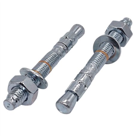 Lot de 4 chevilles d'ancrage compensées M12 x 90 mm - Chevilles métalliques - Fixation par boulon traversant - Ancrage d'expansi