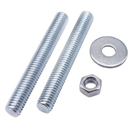 Lot de 10 tiges de vis M8 x 80 mm entièrement filetées avec écrous hexagonaux et rondelles