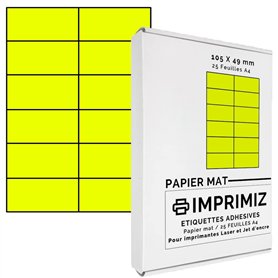 300 étiquettes autocollantes Jaune fluo de 105 X 49