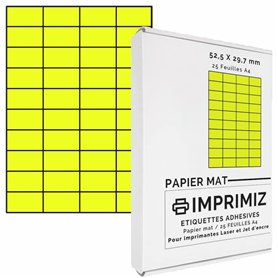 1000 étiquettes autocollantes Jaune fluo de 52