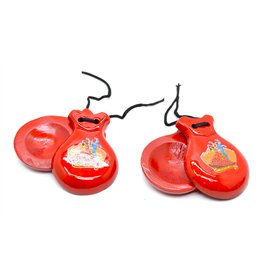 CASTANETS CASTAGLES ESPAGNONOLES ROUGE POUR ADULTS tout le bois fait à la main