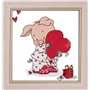 Abillyn Kit de broderie au point de croix Cœur cochon estampillé avec motif imprimé (cochon)