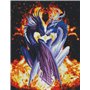 Abillyn - Kit de broderie au point de croix - Deux dragons noirs et blancs - Motif imprimé - Kit de démarrage (deux dragons)