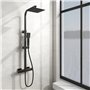 Acezanble Colonne de Douche Thermostatique Réglable en Hauteur Colonne de Douche Mecanique Kit Set de Douche en Laiton Noir Mat