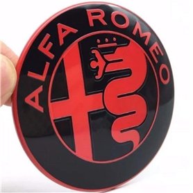 2X Emblèmes Compatibles avec Alfa Romeo Logo Noir et Rouge 74mm Avant Arrière Capot Emblème Rouge et Noir 147 156 159 Brera Mito