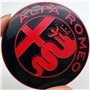 2X Emblèmes Compatibles avec Alfa Romeo Logo Noir et Rouge 74mm Avant Arrière Capot Emblème Rouge et Noir 147 156 159 Brera Mito