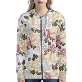 WLHHBO Sweat à capuche respirant pour femme avec poche - Motif feuilles florales - Confortable - Pour filles
