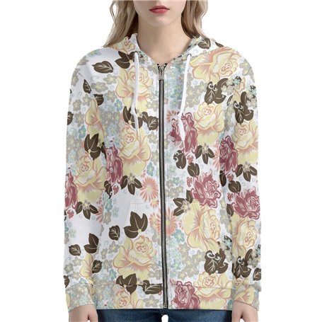 WLHHBO Sweat à capuche respirant pour femme avec poche - Motif feuilles florales - Confortable - Pour filles