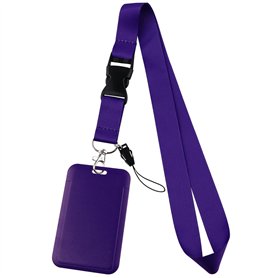 Lanyards avec support d'identification de 20 pouces Longes violettes unisexes pour badges ID Longe en polyester lisse et doux po