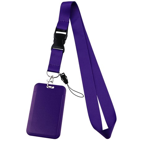 Lanyards avec support d'identification de 20 pouces Longes violettes unisexes pour badges ID Longe en polyester lisse et doux po