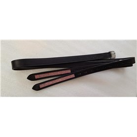 Cwell Equine Étriers en cuir noir avec cristaux roses (137