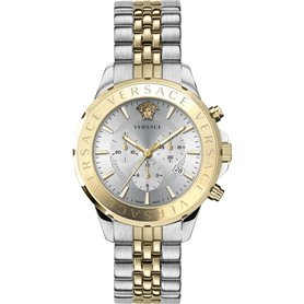 Montre Versace Chrono Signature Argent Or Acier Cadran Argent 44 mm VEV600519