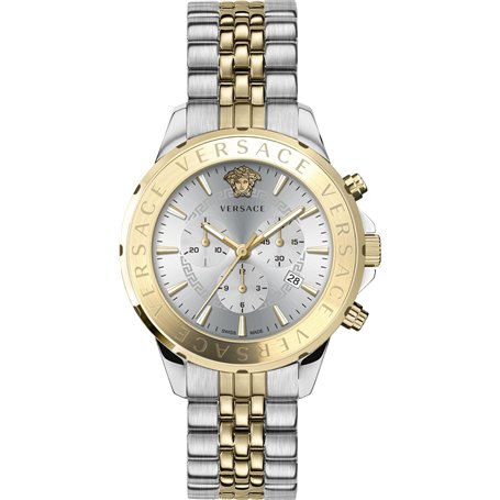 Montre Versace Chrono Signature Argent Or Acier Cadran Argent 44 mm VEV600519