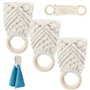 3PCS Macrame TRAPER SONTER Ring 10 Pouces 10 Pouces décoratifs de Serviette de Crochet Boho Blanc décoratif avec Anneau en Bois