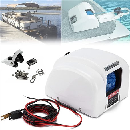 YANDDEA Guindeau électrique 12V avec treuil de Bateau télécommandé Eau salée pour Ancres jusqu'à 25Lbs