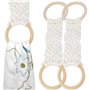 Anneau de Serviette 3pcs 10x2, 6 Pouces Crochet Serviette de Boho Porte-Macrame avec Anneau en Bois Blanc Support décoratif Poly