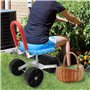HUGDSB Chariot de Jardin, siège de Travail Roulant, Scooter de Jardin avec siège pivotant à 360°, Tabouret Utilitaire, siège de 