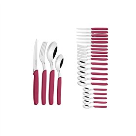 Tramontina - TRAMONTINA-Ménagère 24 pcs Carmel Inox et Plastique Fushia - Ensemble de Couverts Moderne et Pratique. Design Éléga