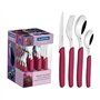 Tramontina - TRAMONTINA-Ménagère 24 pcs Carmel Inox et Plastique Fushia - Ensemble de Couverts Moderne et Pratique. Design Éléga
