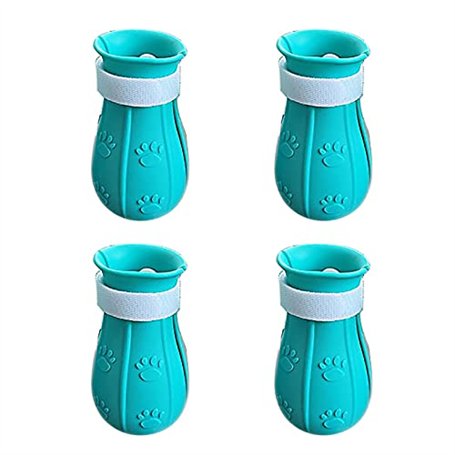 DEDEMCO Lot de 4 paires de bottes en silicone anti-griffures réglables pour pattes de chat pour le bain