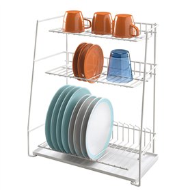 Metaltex 32434414080 ATOLL Egouttoir avec 3 Niveaux Fil plastifié LDPE Blanc42 x 22 x 50 cm