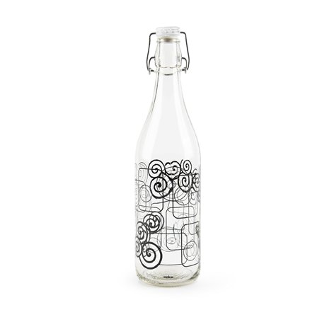 Excelsa Magic Black Bouteille d'eau 1 litre en verre avec joint