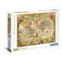 Clementoni | Puzzle Carte du Monde Vintage pous Adultes | 14 Ans+ | 2000 Pièces | Jeu de Société| Carte Double Hémisphère Style