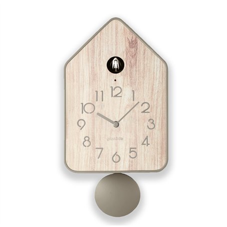 Guzzini - QQ-UP Horloge Murale avec Pendule - Gris Tourterelle