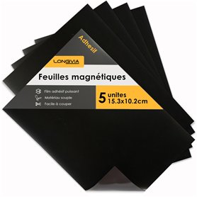 Longivia® 5 Feuilles Magnétiques Qualité Premium - Plaque Aimantée Adhésive Flexibles de 15.3cm x 10.2cm - Magnet Paper Personna