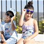 CARTOON Lunettes de soleil pour enfants Stitch Disney lentilles rectangulaires avec filtre UV400, bleu