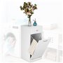 BAKAJI Meuble de Salle de Bain à Linge Blanc avec 1 tiroir et 1 Porte battante, Armoire autoportante avec Panier pour buanderie,