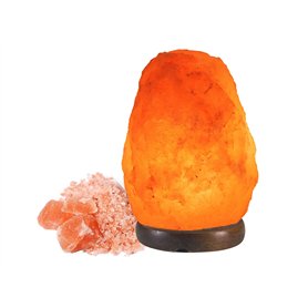 BEPER P201UTP100 Lampe de Sel de l'Himalaya Naturelle - Unique Faite à la Main avec Base en Bois Rose