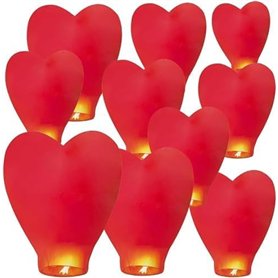 Sky Lot de 10 lanternes chinoises à libérer en mémoire Couleur amour Grande lanterne commémorative en papier pour anniversaire