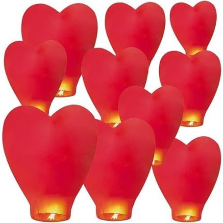 Sky Lot de 10 lanternes chinoises à libérer en mémoire Couleur amour Grande lanterne commémorative en papier pour anniversaire