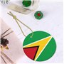 WHJWZY Pendentif de Noël rond en céramique pour décoration festive et cadeau Motif drapeau de la Guyane
