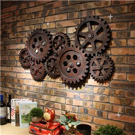 KEPMOGOH 3D Décoration Murale De Bar À La Maison De Roue Dentée En Bois Industrielle Vintage