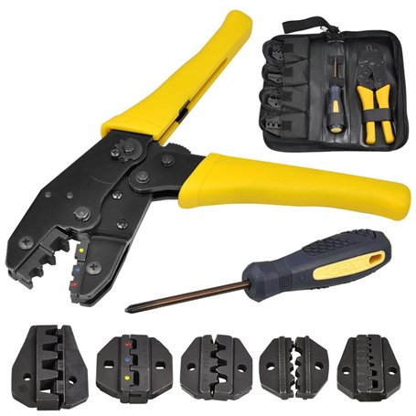 Wisfor Pince Sertir Cosse Électrique: 5 en 1 Pince à Sertir Cosses Électriques Embout de Cable Kit Outillage Electricien pour Co