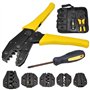 Wisfor Pince Sertir Cosse Électrique: 5 en 1 Pince à Sertir Cosses Électriques Embout de Cable Kit Outillage Electricien pour Co