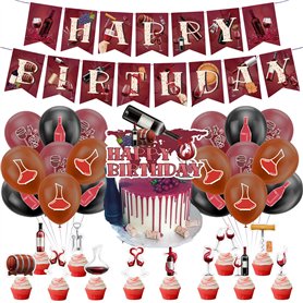 Décorations d'anniversaire pour vin rouge