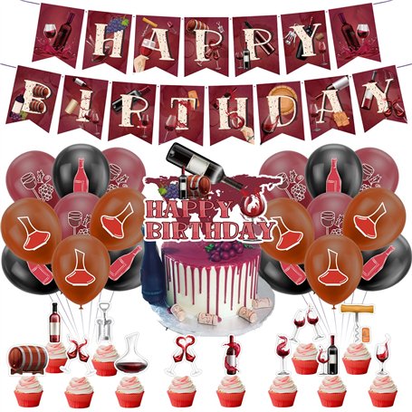 Décorations d'anniversaire pour vin rouge