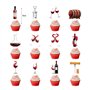 Décorations d'anniversaire pour vin rouge, accessoires de fête, bannière d'anniversaire, décoration de gâteau, cupcake, ballons 