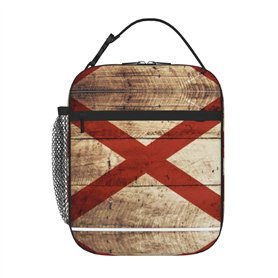YQxwJL Sac à déjeuner avec drapeau de l'État de l'Alabama sur vieux grain de bois imprimé carte postale pour homme et femme Sac