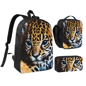 KOUUIP Joli sac à dos imprimé bébé Jaguar 1 avec trousse à déjeuner 3 pièces