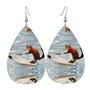 Élégantes boucles d'oreilles pendantes pour femme avec imprimé renard et écureuil pour le ski nautique